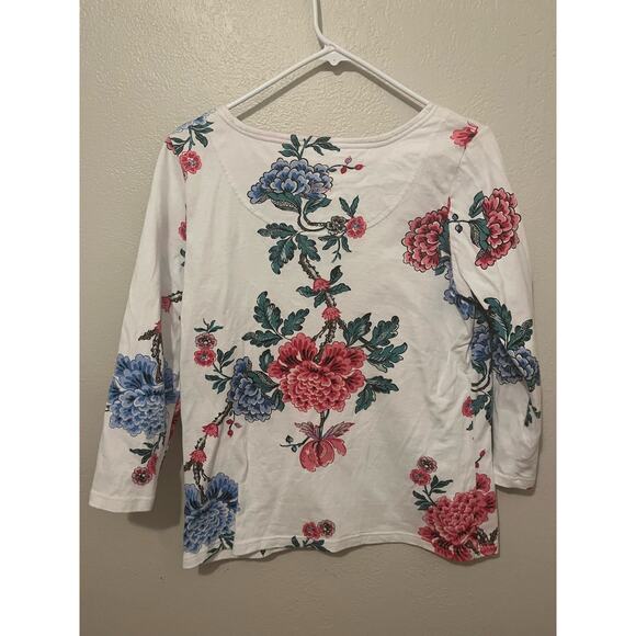 Women's Joules White and Flower Print Thick Shirt Top Size US 8 - Picture 2 of 3